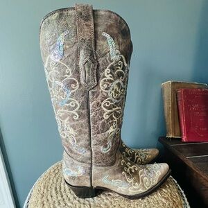 Corral Tobacco Silver Cross Western Boots